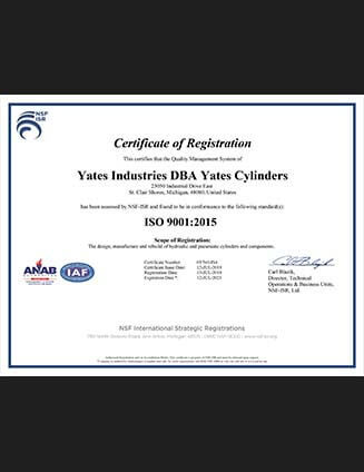 Yates 9001:2015 Certificate