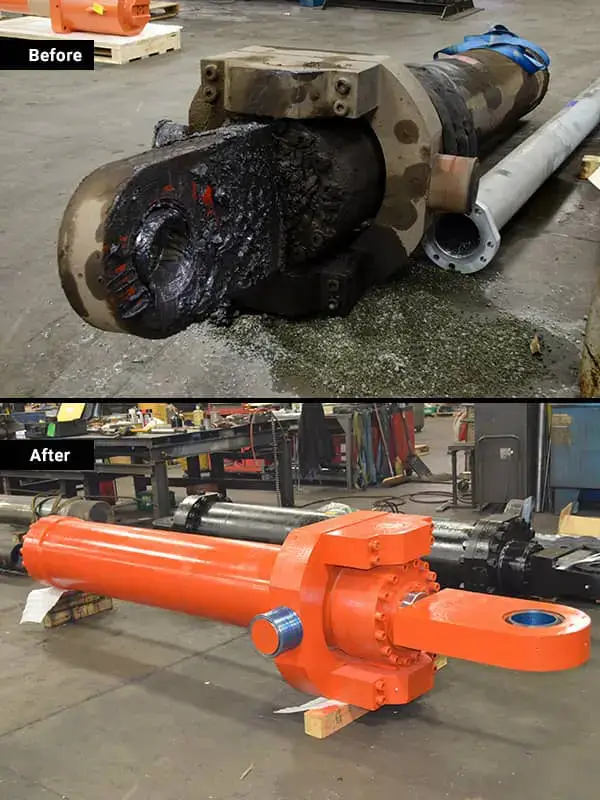 Before and after cylinder repair