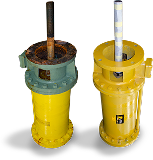 Two yellow cylinders