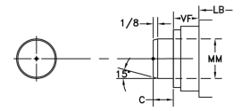A diagram showing a plain female with cross hole rod end
